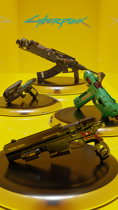 Cyberpunk 2077 Weapon Pack + Edge Runner DLC Weapons (Cycles Only)