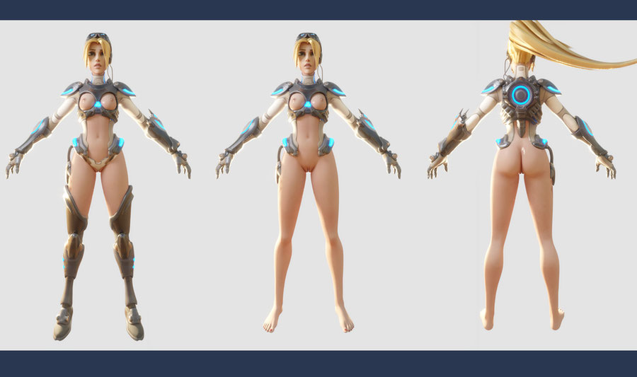 [Overwatch] Nude Nova Widowmaker, complete with rig (.blend).
