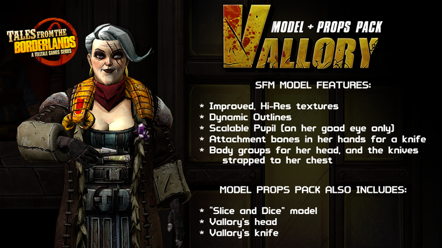 Tales from the Borderlands: Vallory (Model + Props Pack)