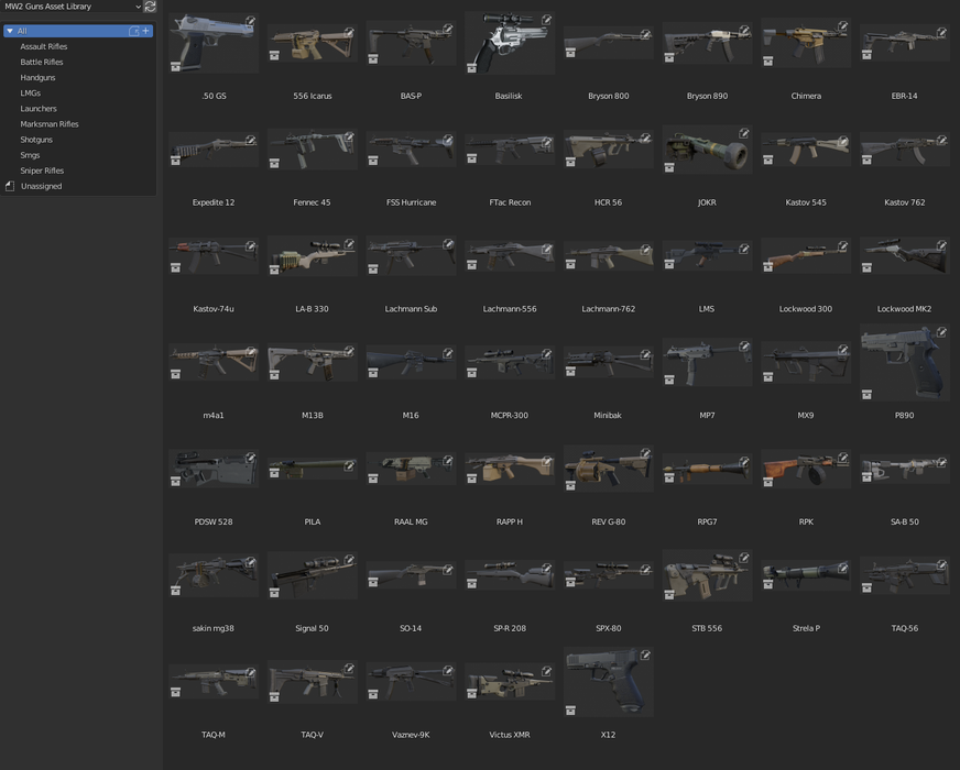 MW2 2022 Weapons asset library