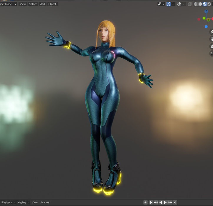 ZSuit S4mus for Blender 2.9, rigged and with a bunch of outfit configs, Eevee / Cycles.