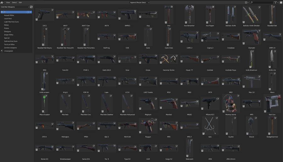 Cold war Weapons asset library